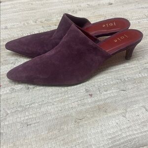 New Joie Womens Karinne Berry Purple Suede Kitten Dressy Mules Shoes